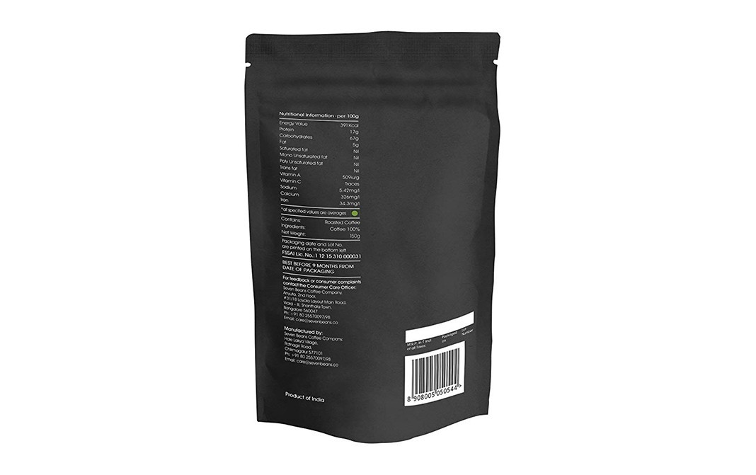 Seven Beans Single Origin 100% Arabica Gourmet Coffee   Pack  150 grams